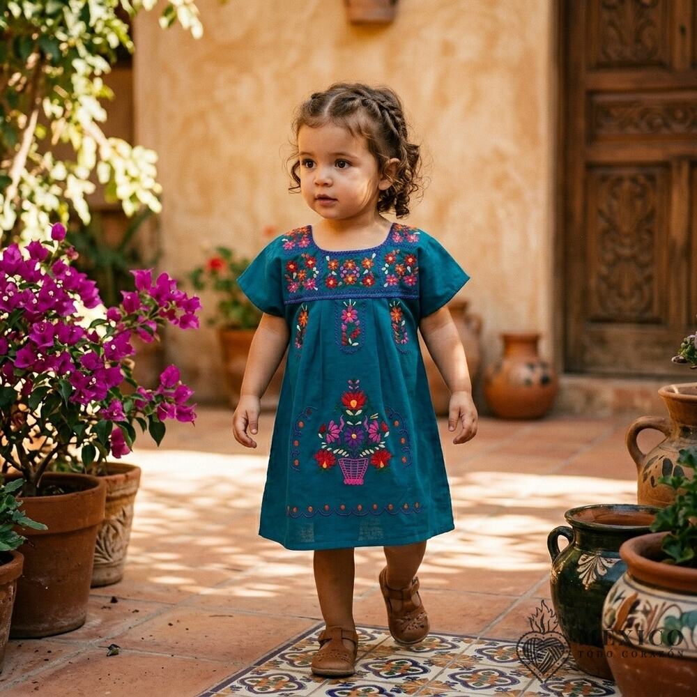 Mexican tunic hand embroidered dress  Size 2  see measurements